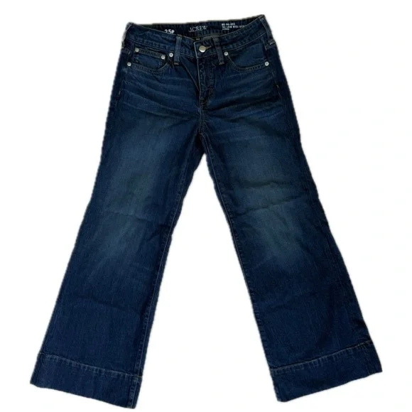 J. Crew Low Rise Denim Trouser Jean - Wide Leg - Size 25 Petite - 25P - Picture 6 of 9